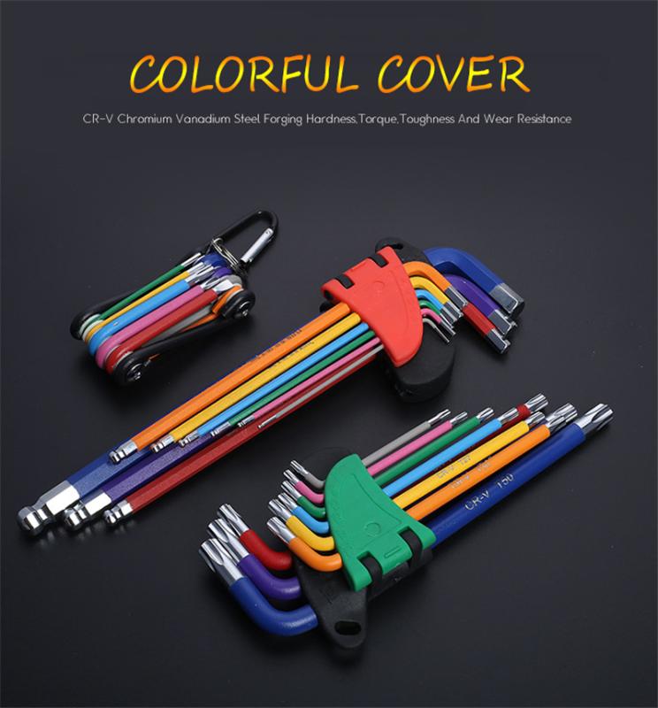 

9pcs Universal Hexagon Wrench Set Wrench Screwdriver Chrome Vanadium Steel Ball Head Box Star L-Type Hand Tool