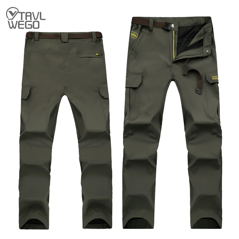 

TRVLWEGO Summer Outdoor Hiking Pants Men Quick Dry Splash Proof Breathable Trousers Climbing Fishing Big Pocket AD138, Green