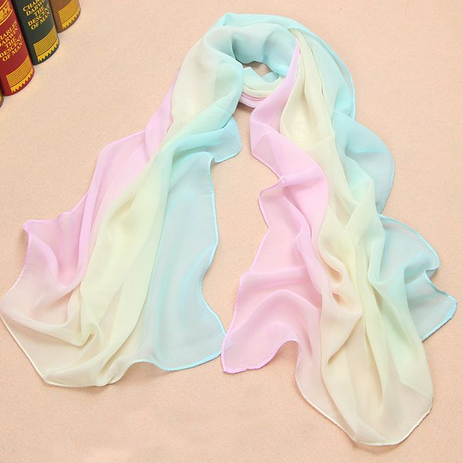 

2020 Nice Chiffon Scarf Women High Quality Gradual colors chiffon georgette silk scarves shawl female long design 155x47cm