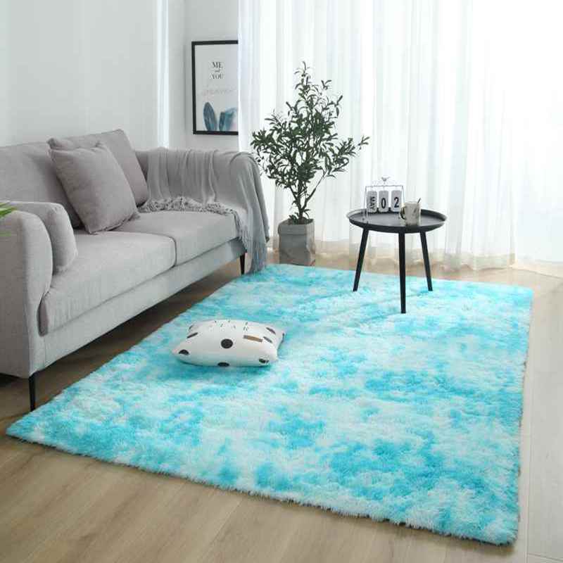 

Carpets Long Hair Plush Large Bedside Tie-dyeing Fluffy Area Rug For Home Living Room Non-slip Warm Bay Window Silky Floor Mats, No.2