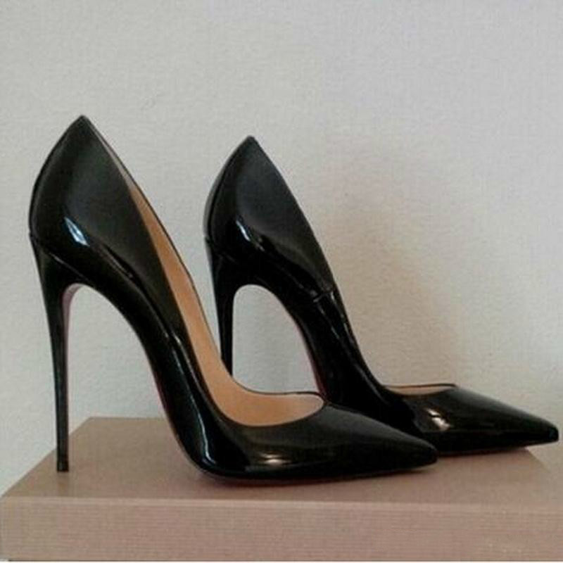 

Hot Sales Women Red Bottom Pumps Patent leather Pigalle Heels WOMEN Wedding shoes Pointed toe fine heels Sexy Woman High heels Dress 33-45, Black