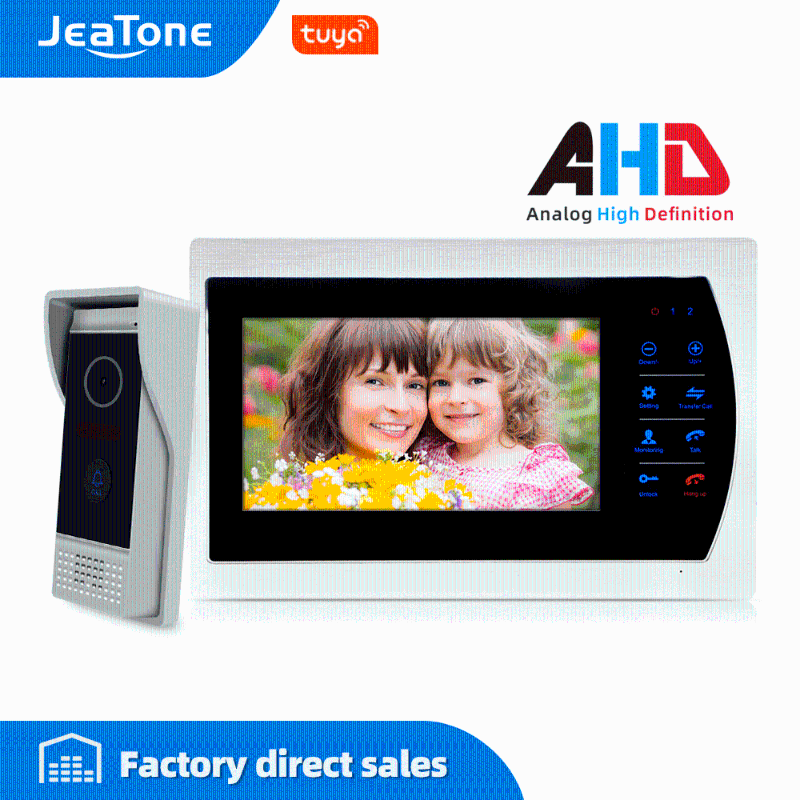 

JeaTone 720P AHD 7" Touch Button Wired Video Door Phone Intercom kit IR Night Vision Motion Detection Home Access Control System