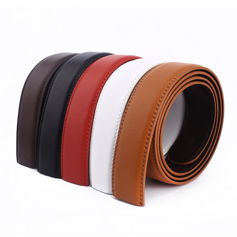 

LannyQveen No Buckle belt 3.5cm white red brown 5color Genuine Leather Automatic Belts Body Strap Designer Men ribbon belt, Black