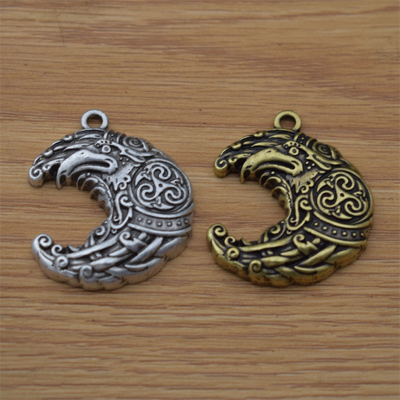 

12pcs Trendy Crescent Moon Raven Keychain Norse Slavic Pagan Crow Bird Pendant Jewelry