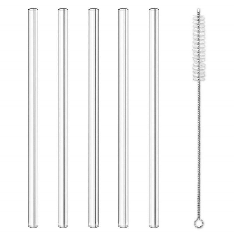 

8.5"x8mm Reusable Clear Glass Drinking Straws Eco-Friendly Dinking Straws Bent Straight Milk Cocktail