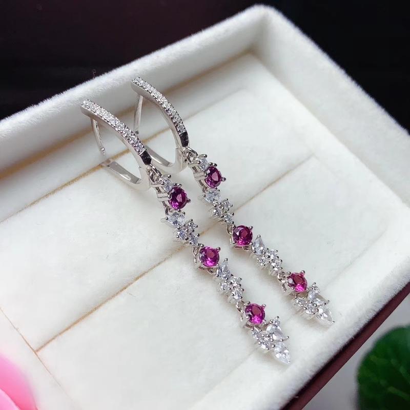 

CoLife Jewelry Garnet Drop Earrings for Daily Wear 6 Pieces Natural Garnet Silver Earrings 925 Silver Jewelry