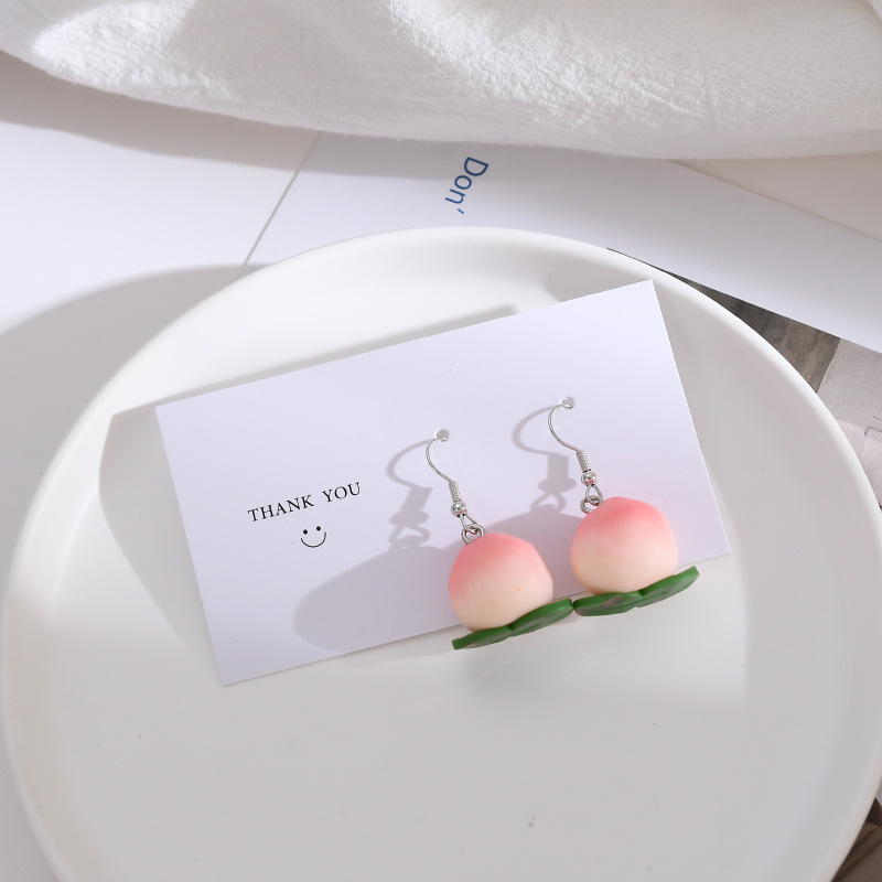 

Stud Earrings for Women Creative Peach Earring Ladies Wedding Design Sweet Fashion Girl Pink Elegan Vintage Zinc Alloy Brincos