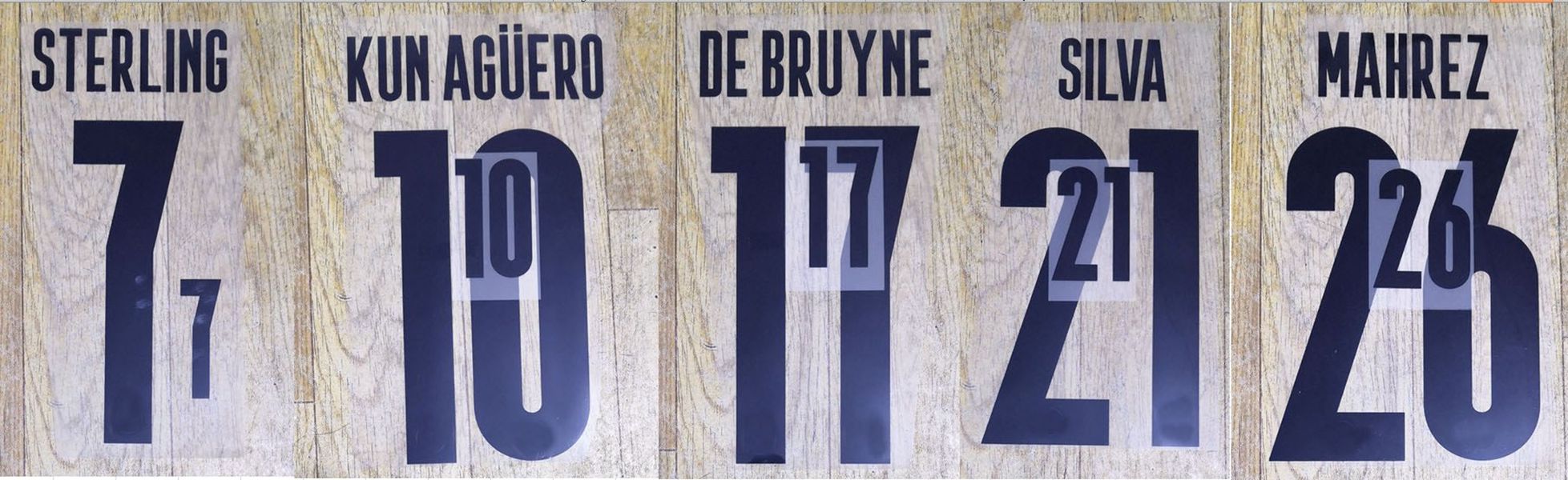 

2020-2021 home STERLING KUNAGUERO DE BRUYNE SILVA MAHREZ nameset patch badge