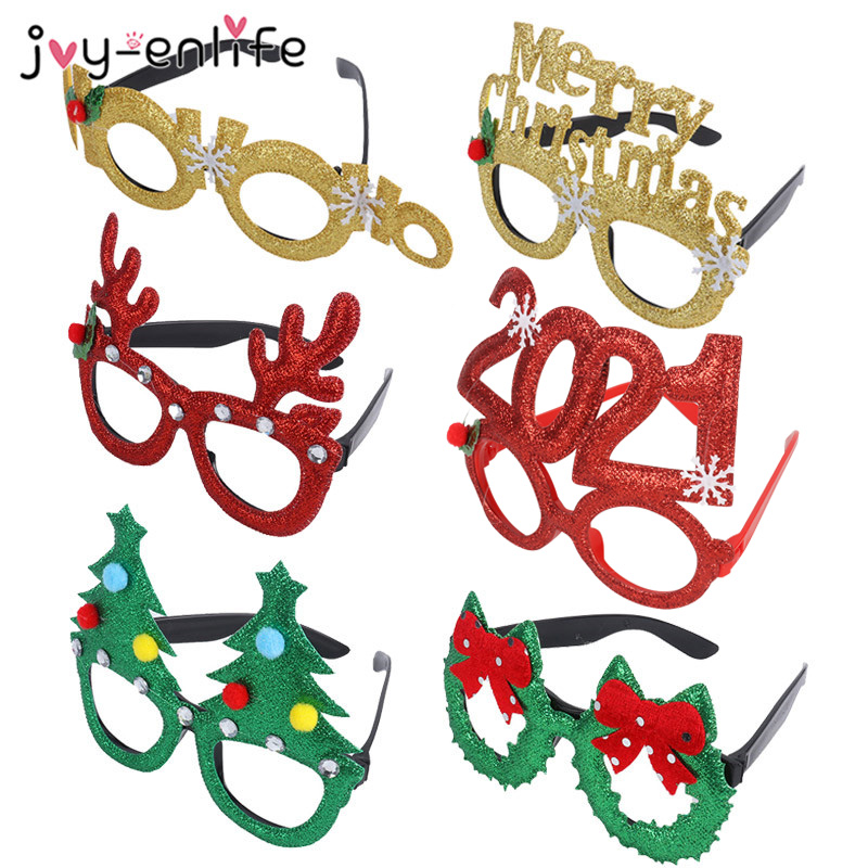 

2021 New Year Glasses Merry Christmas Decorations For Home Party Ornaments Xmas Glasses Navidad 2020 Noel New Year Eve kids Gift