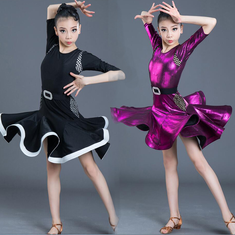 

Kids Latin Practice Dance Wear dress costumes Clothing Competition Outfits Children Ballroom Salsa Cha Cha dancing dress clothes, Black
