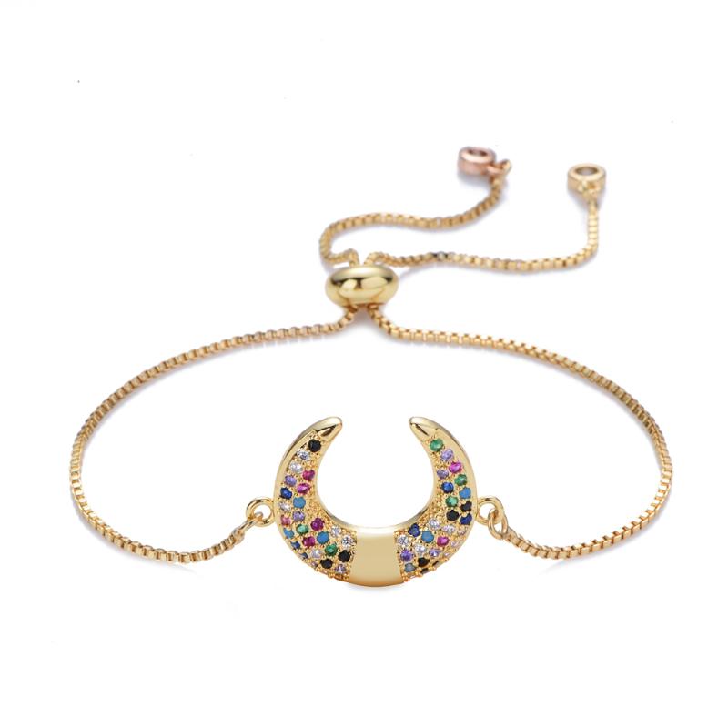 

New women's rainbow moon bracelets&bangles jewelry cz zircon snake chain bracelet adjustable chain bracelet accessory femme