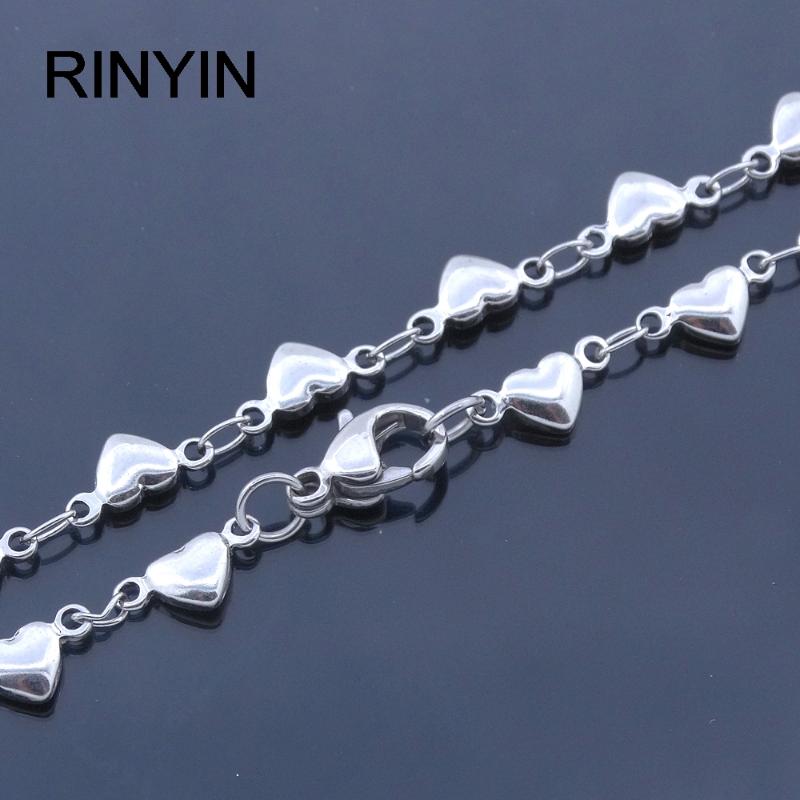 

Anklets Women Ankel Bracelets Stainless Steel Heart And Charm 9/10/11 Inches Cute Fashion Jewelry Factory Offer