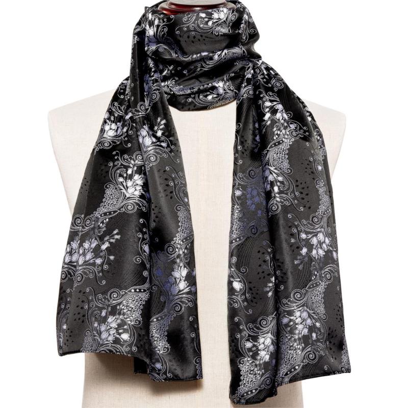 

New Men Scarf Black Long Jacquard Paisley 100% Silk Scarf Autumn Winter Casual Retro Business Suit Shirt Shawl Barry.Wang