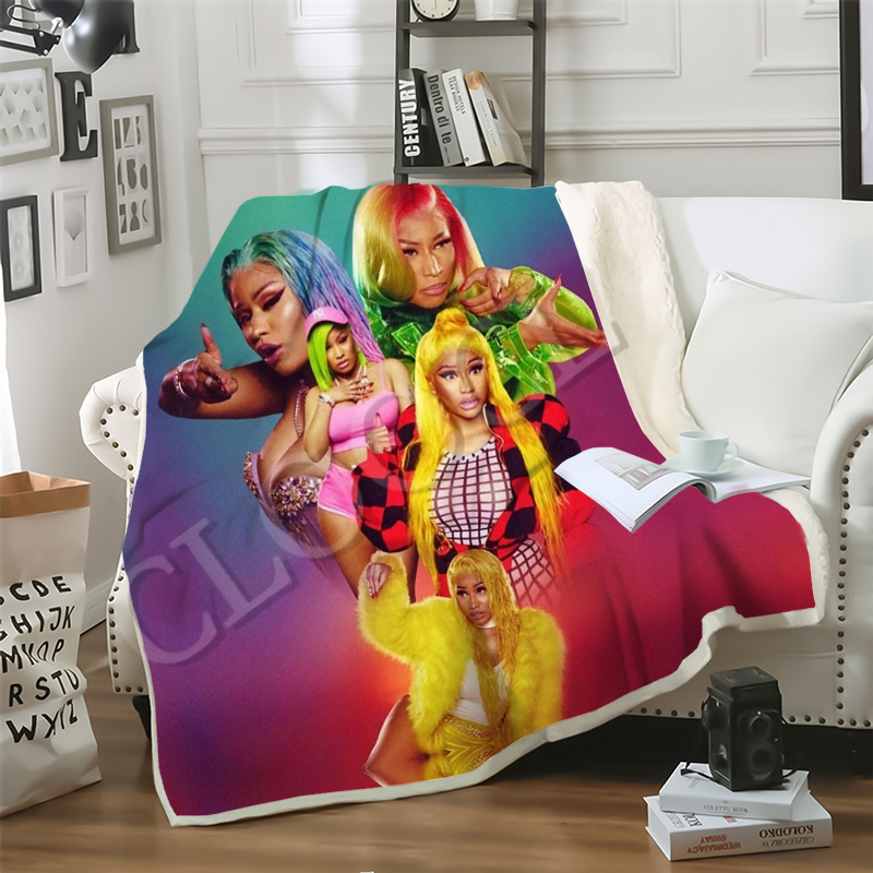 

CLOOCL Singer Nicki Minaj Crossover Fashion Blanket 3D Print Double Layer Sherpa Blanket on Bed Home Textiles Dreamlike Style