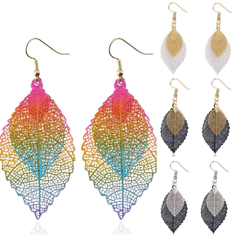 

Dangle & Chandelier Double Leaf Tassel Earrings Simple Retro Color Blue Ear Rings Women's 2021 Novelty