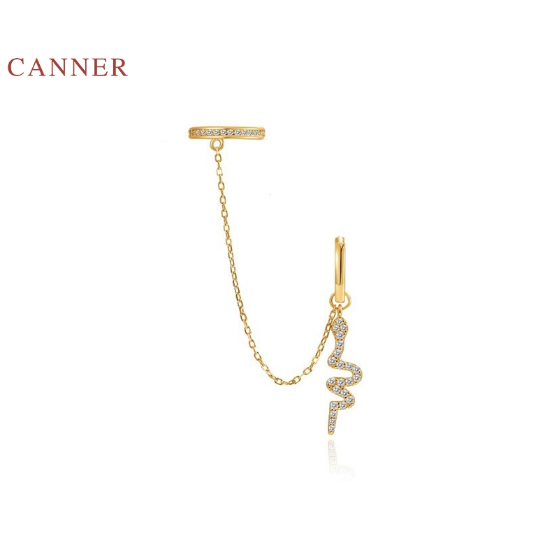 

CANNER Real 925 Sterling Silver Earrings For Women Stone Pave Serpentine Pendant Earrings Hoops Zircon Korean Jewelry Pendientes