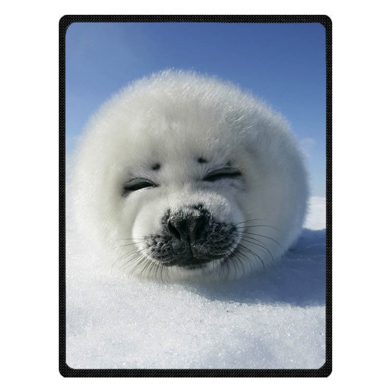 

New Customized Soft Warm Blanket Coral Fleece Throw Travel Blankets Harp Seal Printed Kids Baby Blanket