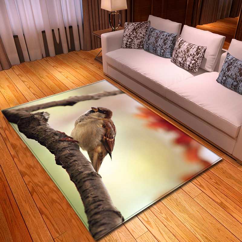 

Nordic Carpets Soft Flannel 3D Printed Bird Area Rugs Parlor Mat Rugs Anti-slip Large Rug Carpet for Living Room Decor, No-6