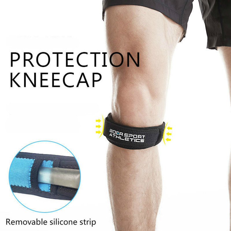 

1 Piece Patella Knee Strap Stabilizing Tendon Knee Brace Protector Guard Support Pad Jumping Gym Kneepad Band Outdoor Sports, Black