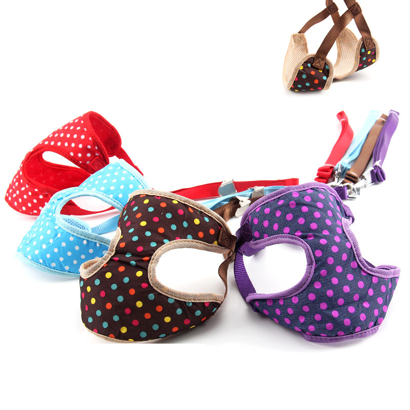 

Cute Adjustable Pet Puppy Dog Harness Dots Vest for Small Medium Dogs Pet Walking Hand Strap Lead Leash Dog Supplies