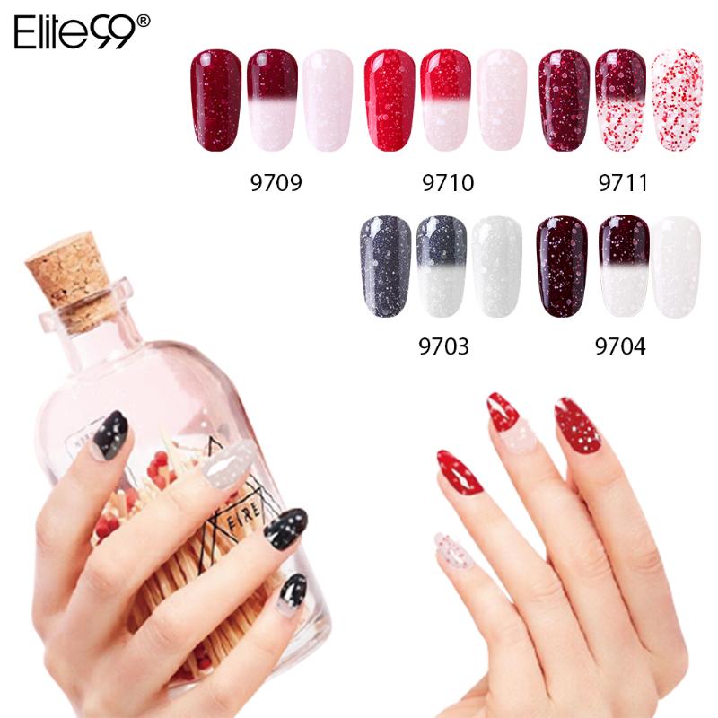

Elite99 10ML Snowy Thermal Temperature Gel Nail Polish Color-Changing Soak Off UV LED Gel Polish Hybrid Lacquer Stamping Glue, 9703