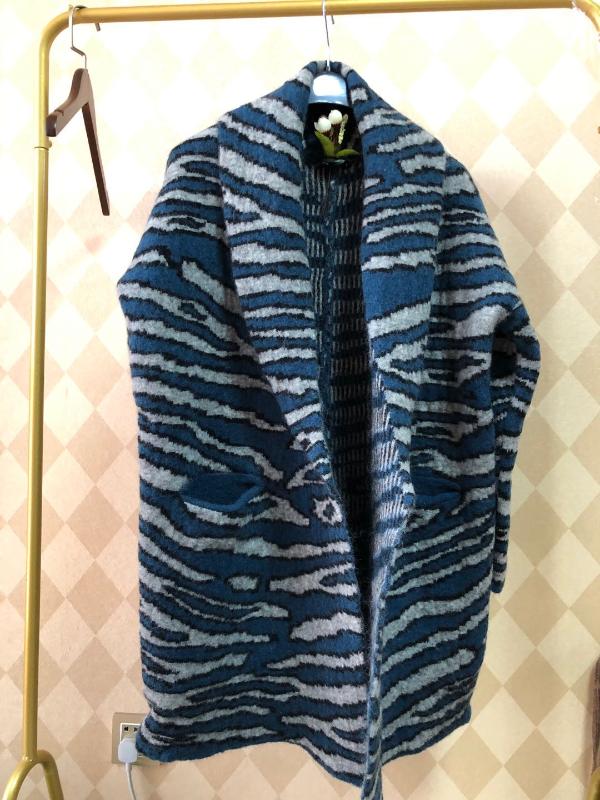 

Women Sweater Leopard Mohair Wool Fluffy Knit Cardigan, Blue