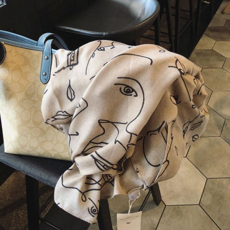 

Scarves 2021 Fashion Abstract Scarf Women Winter Joker Black Eyes Cotton Long Shawl