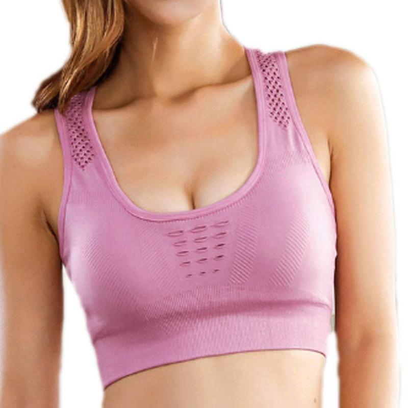 

Breathable Wire Free Fashion Fitness Equipment Sweat Wicking Women Sports Bra Casual Hollowed Out Shockproof High Elasticity, Cameo brown