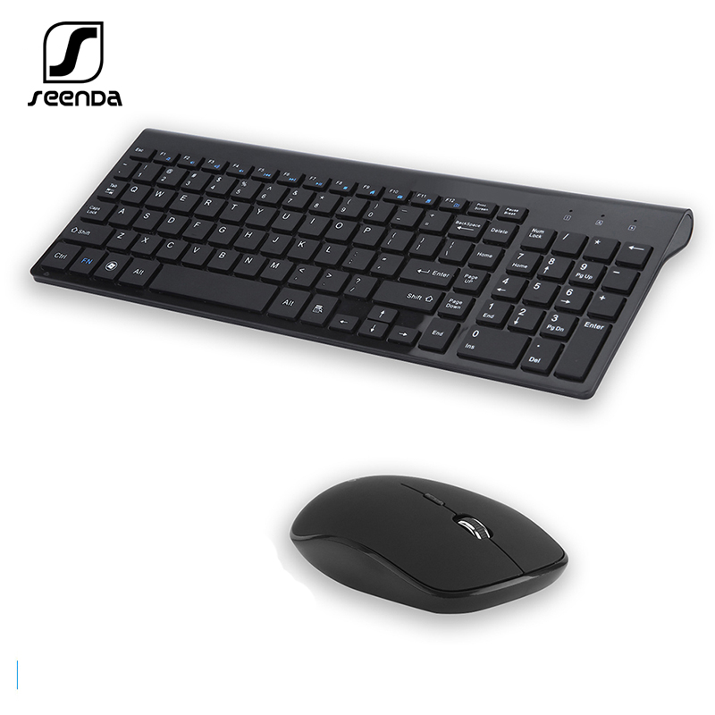 

SeenDa 2.4G Wireless Silent Keyboard Mouse Comb Russian /Spanish Full-size Keyboard Set For Notebook Laptop Desktop PC
