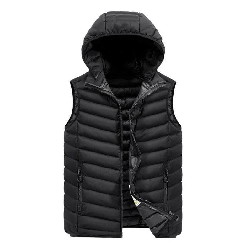 

Outdoor Vest Jacket Men's Autumn Winter Zipper Fashion Hoodie Waistcoat Vest Jacket Top Coat Sleeveless Coat Streetwear Clothing, Black
