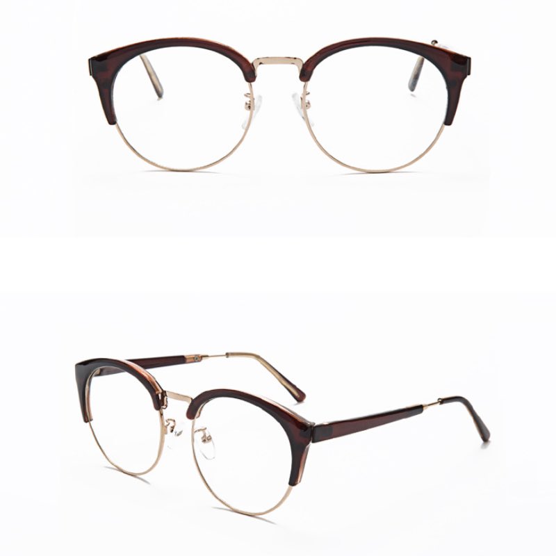 The Classical Half-Rim Design Full Metal Rim Big Eyes Optical Frame Simple Fashion Women Eyewear 6 Colors Wholesale-image-584794913