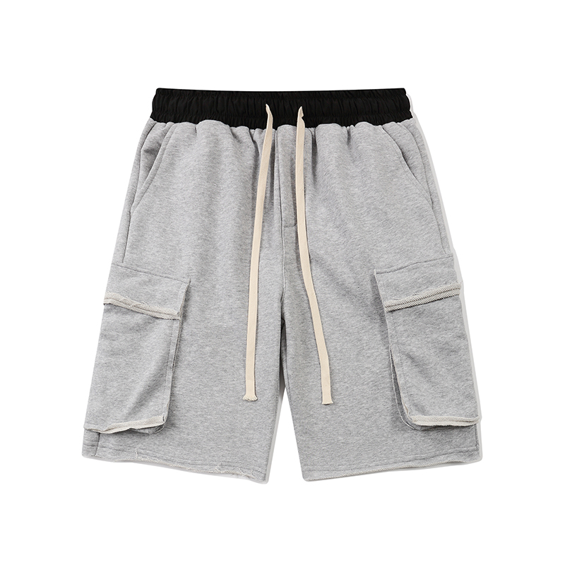 

Gray & Black Cotton Downshift Shorts 2020 Summer Hip Hop Elastic Waist Sweat Short Men Streetwear Jogger short, White;black