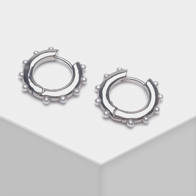 

Amorita boutique Simple small circle set with artificial pearl hoop earrings