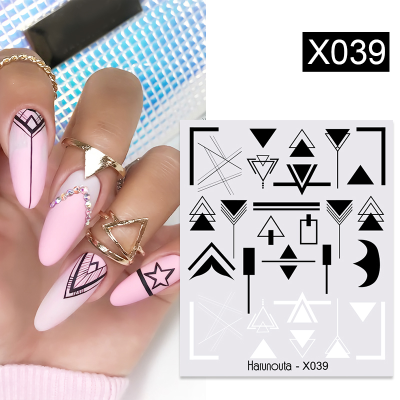 

1PC Harunouta Geometry Water Nail Sticker Snake Butterfly Designs Nair Art Transfer Stickers Slider Decals Tip Manicures, X032