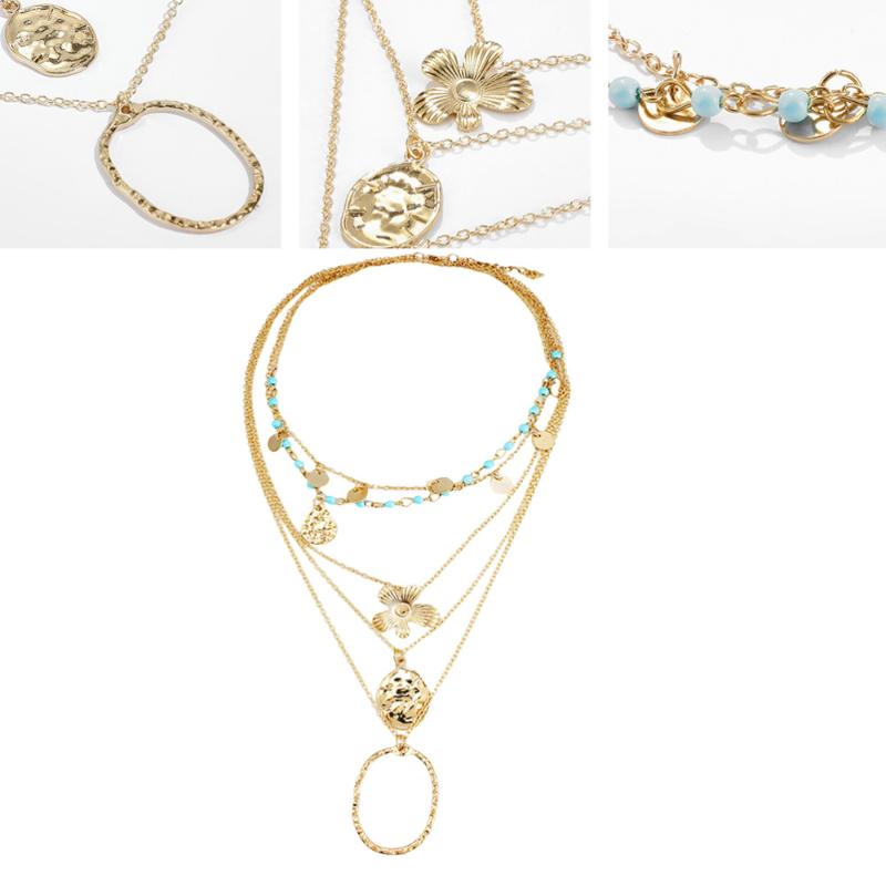 

1Pc Geometric Necklace Sunflower Shape Necklace for Women Ladies (Golden