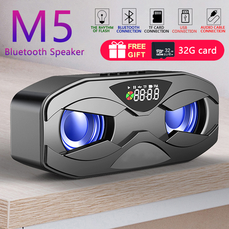 

M8 Cool Robot Design Bluetooth Speaker LED Rhythm Flash Wireless Loudspeaker FM Radio Alarm Clock TF Card Support Subwoofer