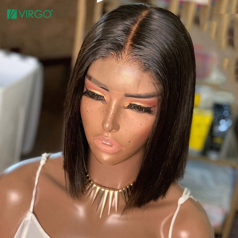 

Virgo 2x6 Straight Lace Front Human Hair Wigs For Women Short Bob Wig Brazilian Remy Hair Pre Plucked Baby, 2x6 lace wig