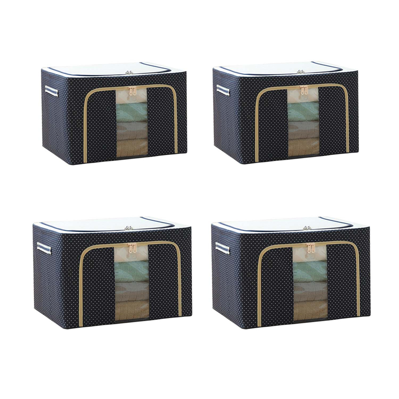 

GUO FENG DIAO Steel Frame Oxford Cloth Storage Box Quilt Storage Box Folding Wardrobe Fabric Extra Large Storage Bag, Blue bear