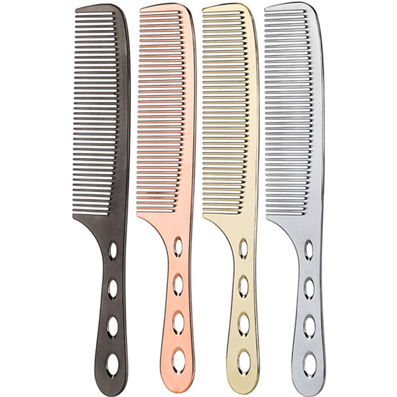 

1PC Stainless Steel Comb Professional Salon Hair Hairdressing Anti-static Barbers Comb Rose Gold Gray Silver Brushes