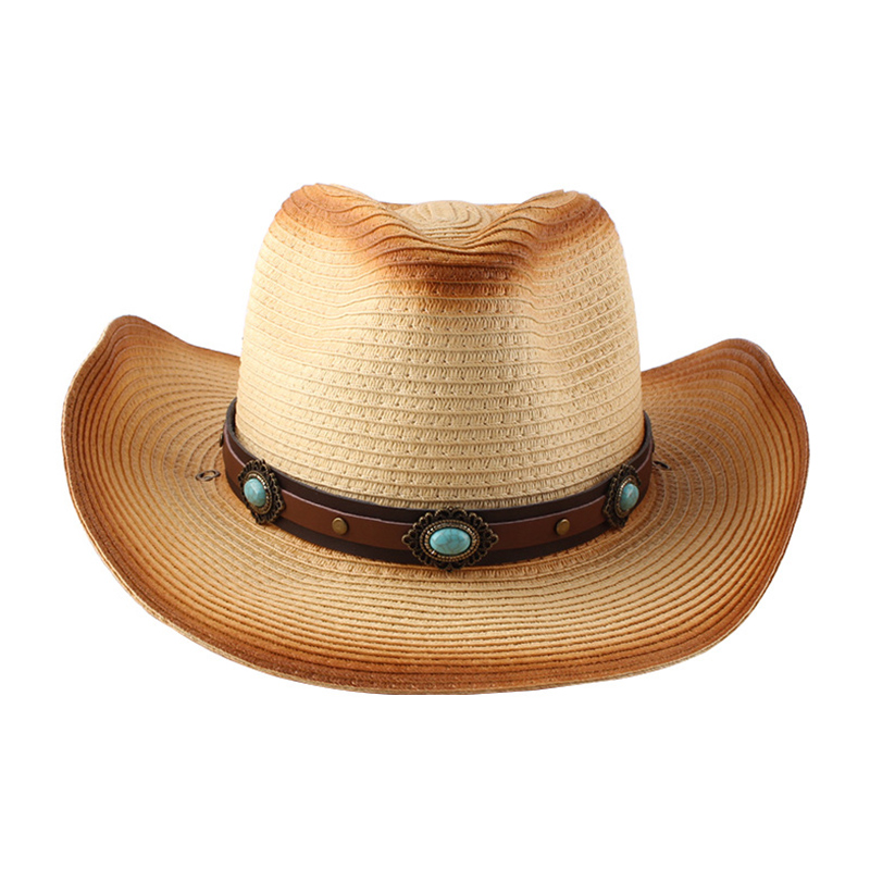 

Fashion new western cowboy hat summer hats for women seaside beach sunshade big straw hat sombreros de mujer men travel clothing, 55-58cm