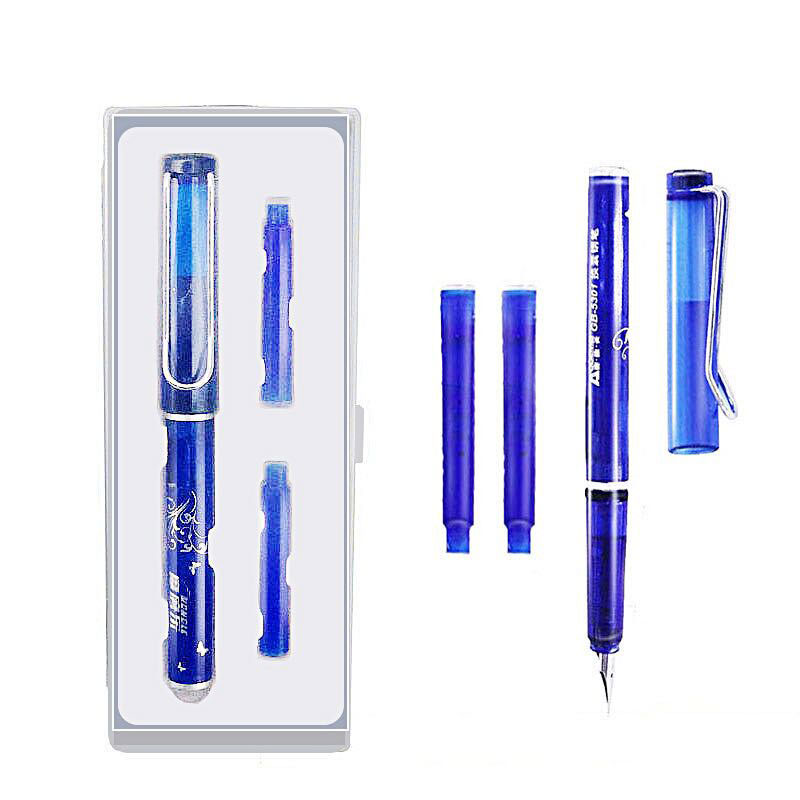 

2+1Pcs/set Erasable Fountain Pens Blue Ink Sac Black / Pink / White 3 Styles School Office Writing Tool Kawaii Student Gift, Red