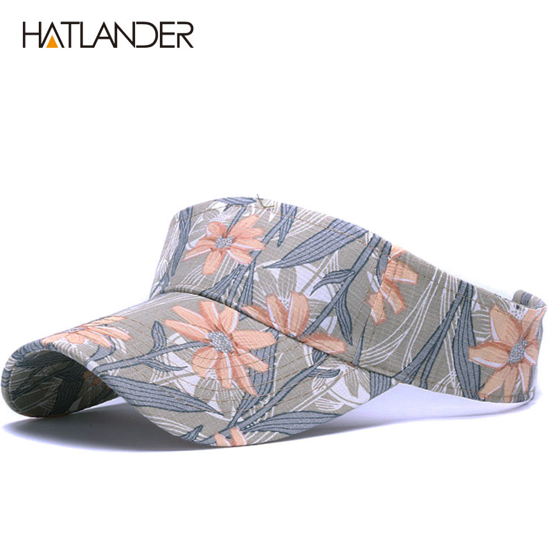 

HATLANDER women sun hats summer beach hat visor cap girls floral sports hats tennis cap outdoor empty top hat, Same as picture