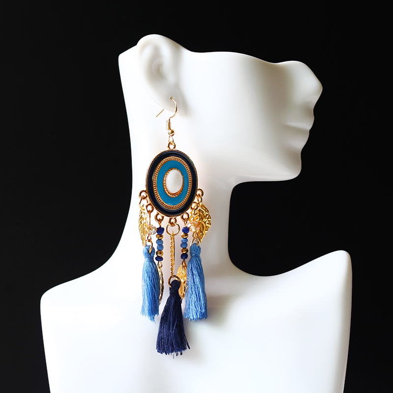 

Vintage Alloy India Statement 2020 Trendy Female Jewelry Accessories Tassel Long Dangle Drop Earrings For Women 2020 Bohemian