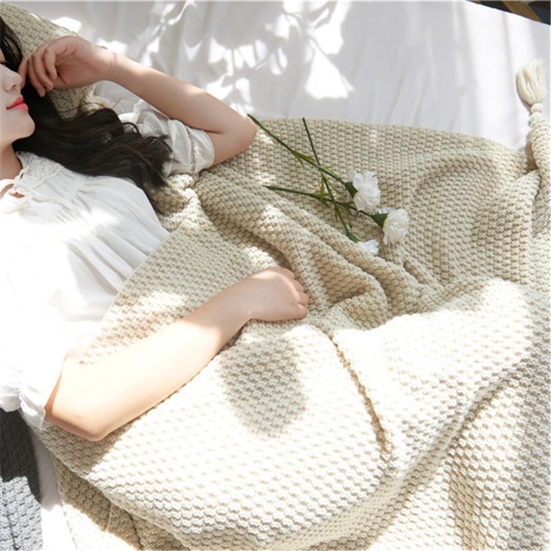 

Blankets Tassel Knit Ball Blanket Wool Office Air Conditioning Nap Shawl Sofa Casual 100*150CM G3