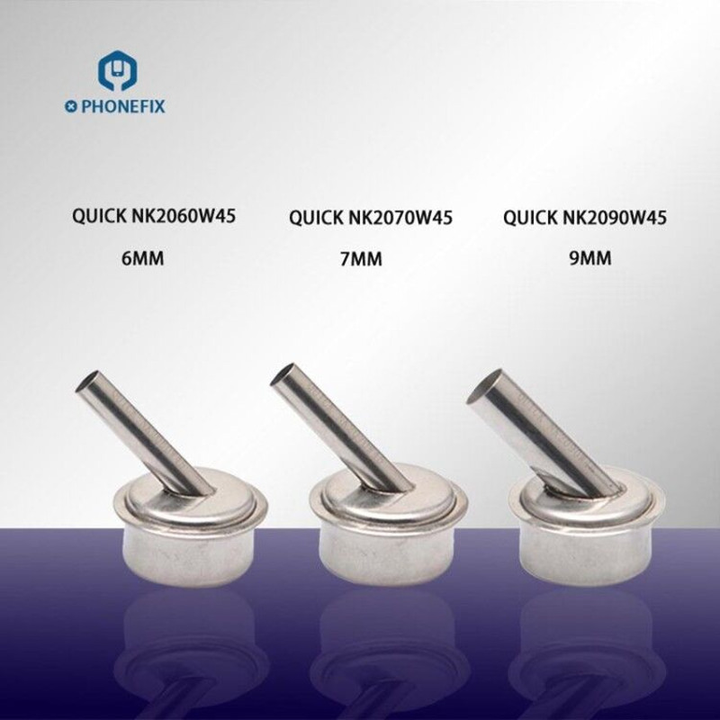 

PHONEFIX 6 7 9mm Curved Hot Air Gun Nozzle Quick 861DW TR1300A BGA Rework Station Nozzle for Mobile Phone Motherboard Repair