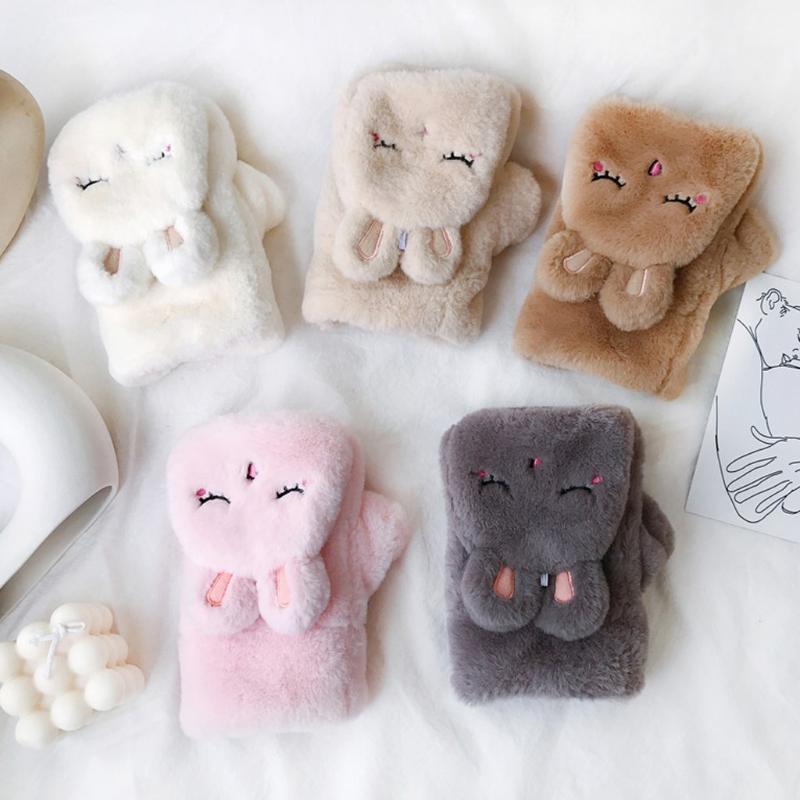 

Plush Gloves Women Girls Cute Lovely Animal Warm Flip Over Thickening Warm Gloves Guantes Invierno Women Winter