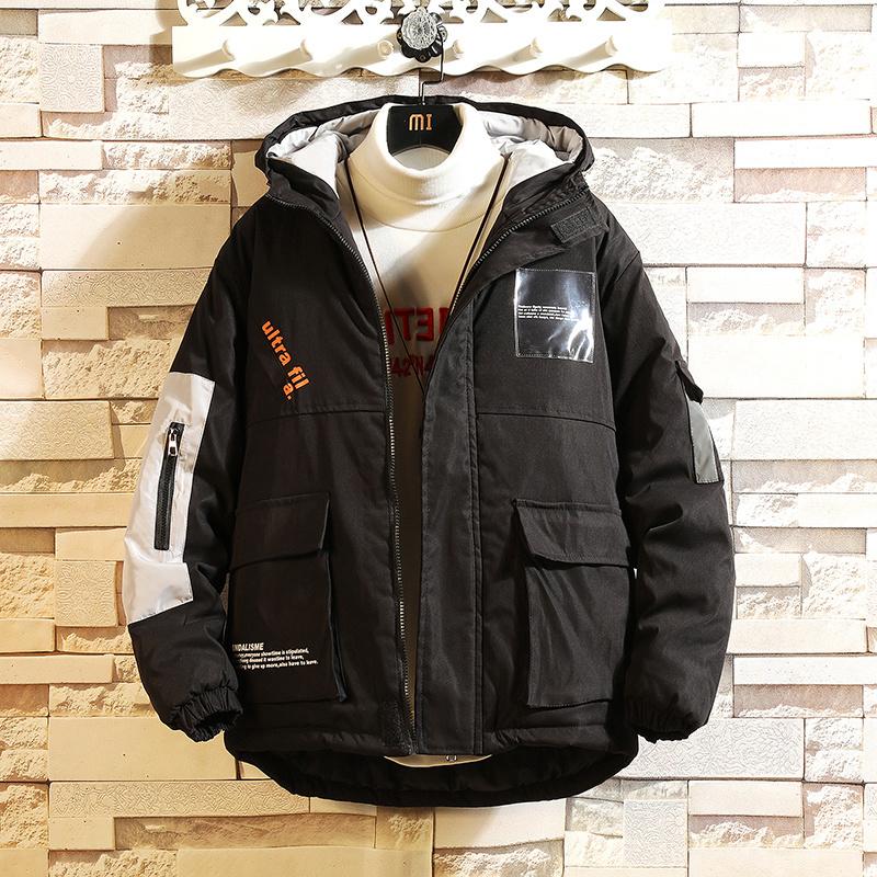 

Bomber Jacket Winter Thick Warm Fleece Teddy Coat For Men's SportWear Tracksuit Cargo Hoodies Coat, M18 1