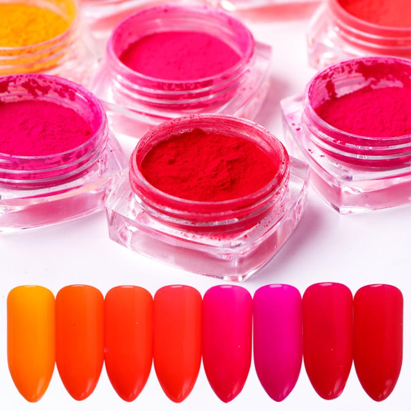 

8pcs Fluorescent Nail Glitter Powder Set Mix Neon Color Pigment Dust Mermaid Sequins Flakes For Nail Art Decoration SA1506-14