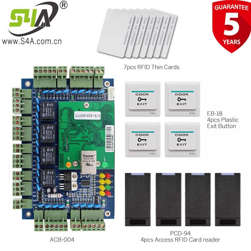 

S4A 4 doors Access Control TCP/IP Wiegand Control Board Card Entry System Smart Home Entrance