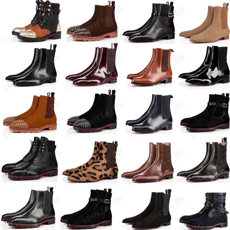 

new style red bottoms sneaker men boot spikes suede leather red sole men shoes super perfect melon Motorcycle ankle boot for men, Box